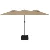 Trädgårdsparasoll dubbelt med LEDs taupe 449x245 cm vidaXL – miniatyr 4