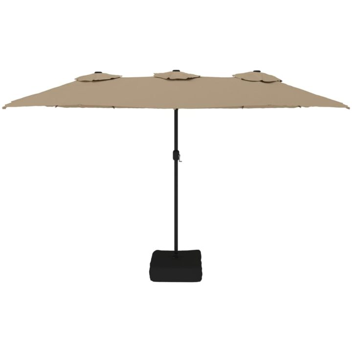 Trädgårdsparasoll dubbelt med LEDs taupe 449x245 cm vidaXL – bild 4