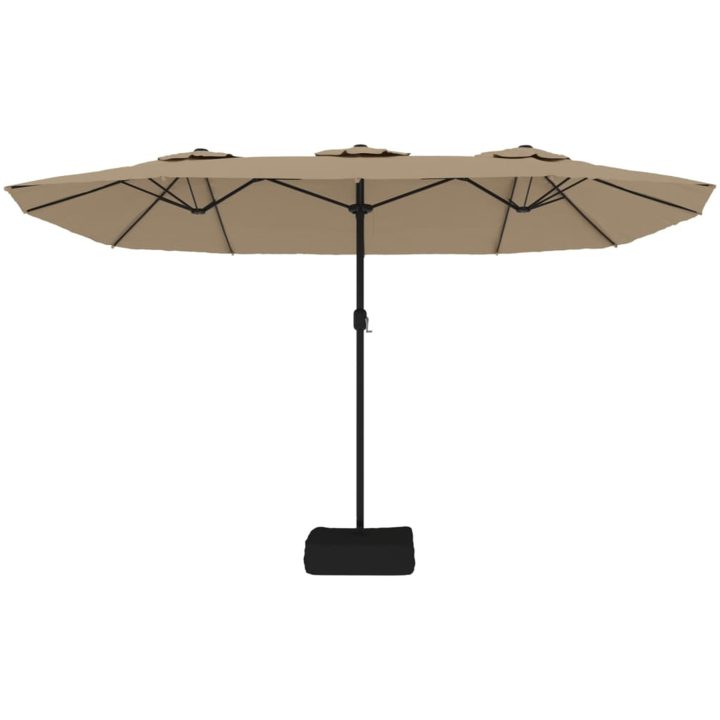 Trädgårdsparasoll dubbelt med LEDs taupe 449x245 cm vidaXL – bild 5