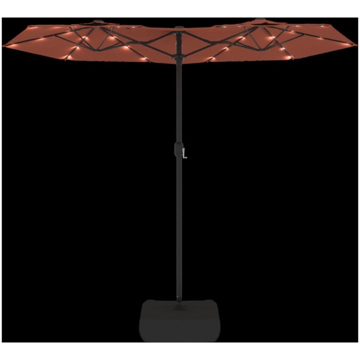 Trädgårdsparasoll dubbelt med LEDs terrakotta 316x240 cm vidaXL – bild 6