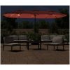 Trädgårdsparasoll dubbelt med LEDs terrakotta 449x245 cm vidaXL – miniatyr 3