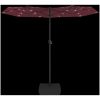 Trädgårdsparasoll dubbelt med LEDs vinröd 316x240 cm vidaXL – miniatyr 6