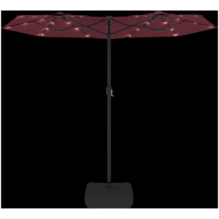 Trädgårdsparasoll dubbelt med LEDs vinröd 316x240 cm vidaXL – bild 6