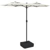 Trädgårdsparasoll dubbelt sandvit 316x240 cm vidaXL – miniatyr 2