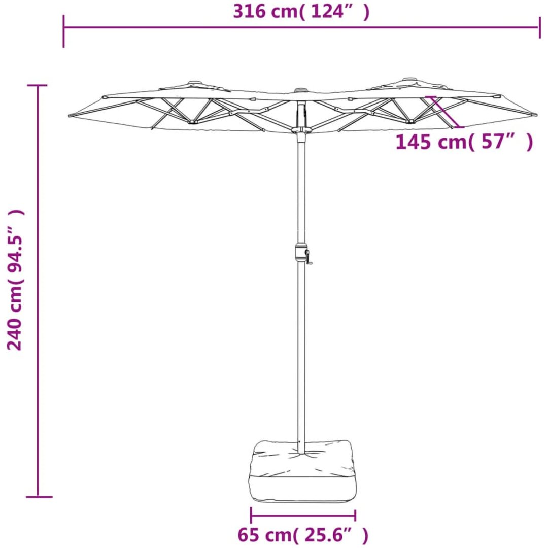 Trädgårdsparasoll dubbelt sandvit 316x240 cm vidaXL – bild 8