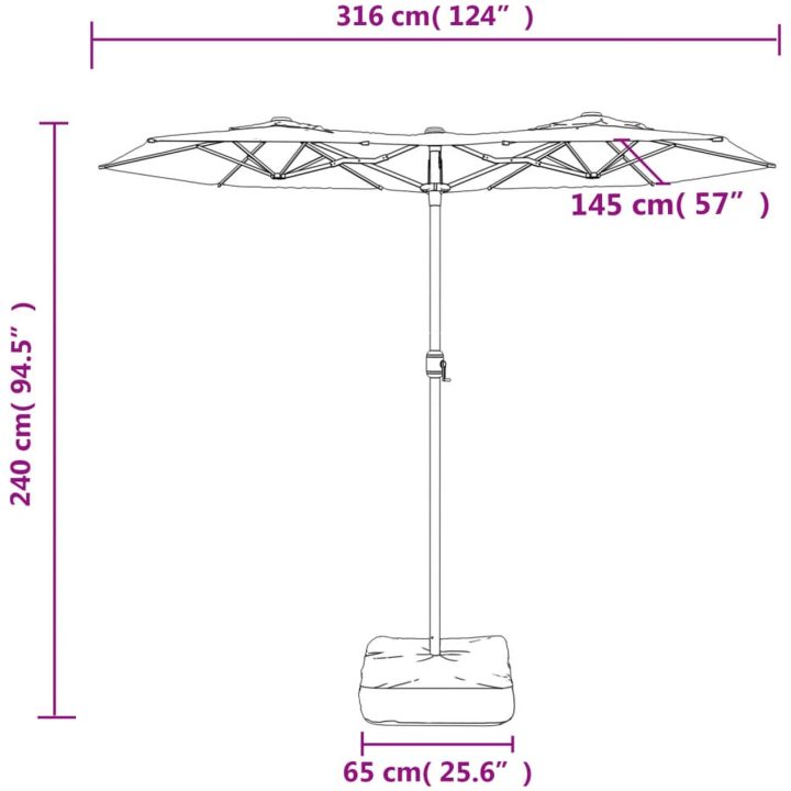 Trädgårdsparasoll dubbelt sandvit 316x240 cm vidaXL – bild 8