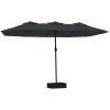 Trädgårdsparasoll dubbelt svart 449x245 cm vidaXL – miniatyr 2