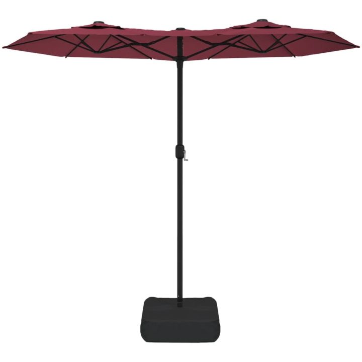 Trädgårdsparasoll dubbelt vinröd 316x240 cm vidaXL – bild 3