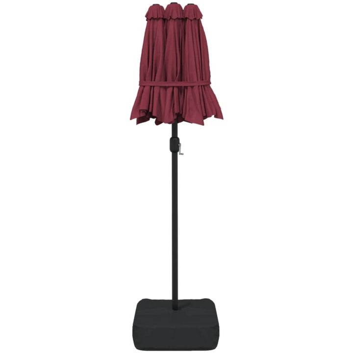 Trädgårdsparasoll dubbelt vinröd 316x240 cm vidaXL – bild 5