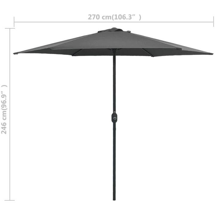 Trädgårdsparasoll med aluminiumstång 270x246 cm antracit vidaXL – bild 7