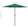 Trädgårdsparasoll med aluminiumstång 270x246 cm grön vidaXL – miniatyr 7