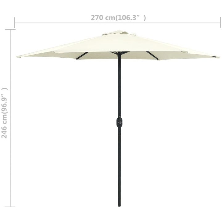 Trädgårdsparasoll med aluminiumstång 270x246 cm sandvit vidaXL – bild 6