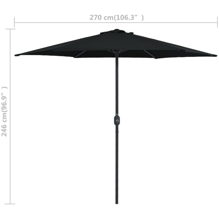 Trädgårdsparasoll med aluminiumstång 270x246 cm svart vidaXL – bild 7