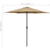 Trädgårdsparasoll med aluminiumstång 270x246 cm taupe vidaXL – miniatyr 7