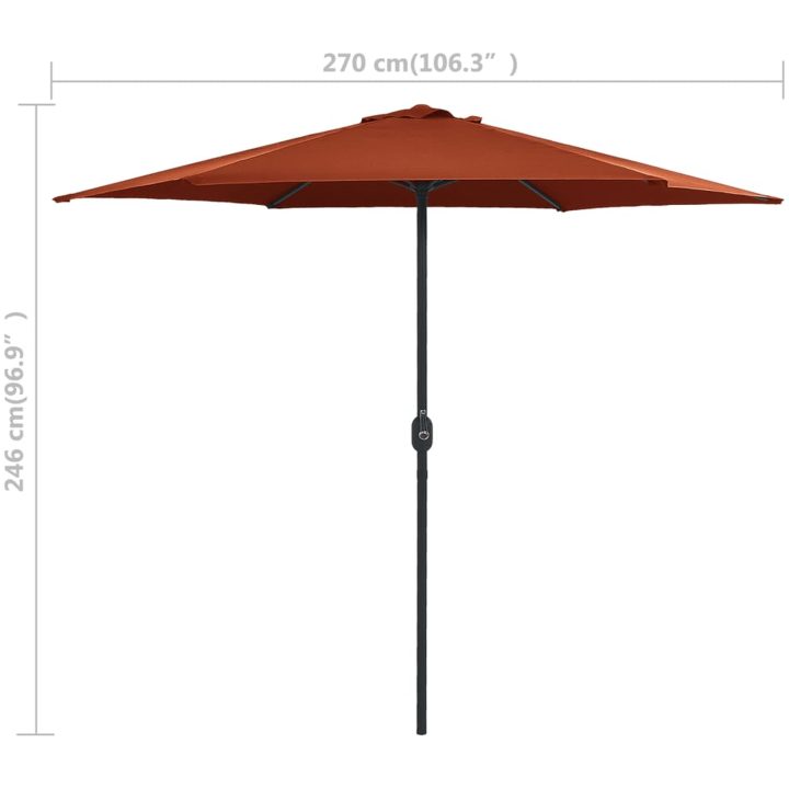 Trädgårdsparasoll med aluminiumstång 270x246 cm terrakotta vidaXL – bild 7