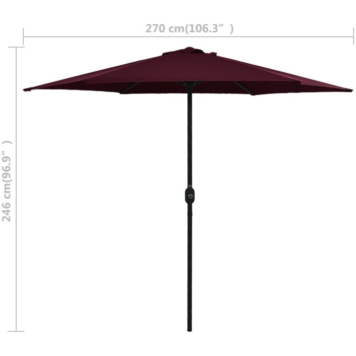 Trädgårdsparasoll med aluminiumstång 270x246 cm vinröd vidaXL – bild 6