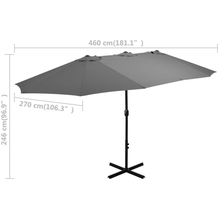 Trädgårdsparasoll med aluminiumstång 460x270 cm antracit vidaXL – bild 8