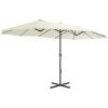Trädgårdsparasoll med aluminiumstång 460x270 cm sand vidaXL – miniatyr 3
