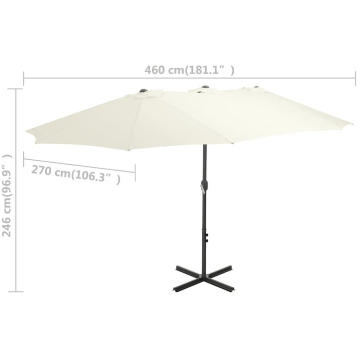 Trädgårdsparasoll med aluminiumstång 460x270 cm sand vidaXL – bild 7