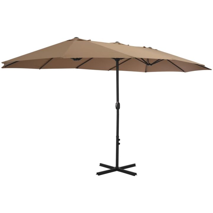 Trädgårdsparasoll med aluminiumstång 460x270 cm taupe vidaXL – bild 2