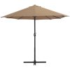 Trädgårdsparasoll med aluminiumstång 460x270 cm taupe vidaXL – miniatyr 4
