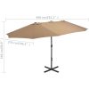 Trädgårdsparasoll med aluminiumstång 460x270 cm taupe vidaXL – miniatyr 8