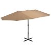 Trädgårdsparasoll med aluminiumstång 460x270 cm taupe vidaXL – miniatyr 1