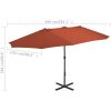 Trädgårdsparasoll med aluminiumstång 460x270 cm terrakotta vidaXL – miniatyr 8