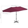 Trädgårdsparasoll med aluminiumstång 460x270 cm vinröd vidaXL – miniatyr 7