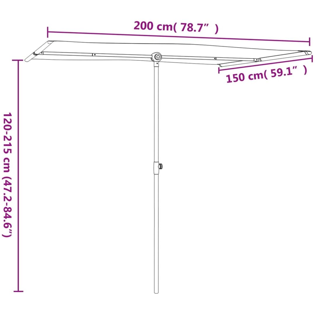 Trädgårdsparasoll med aluminiumstång azurblå vidaXL 200 x 150 cm – bild 11