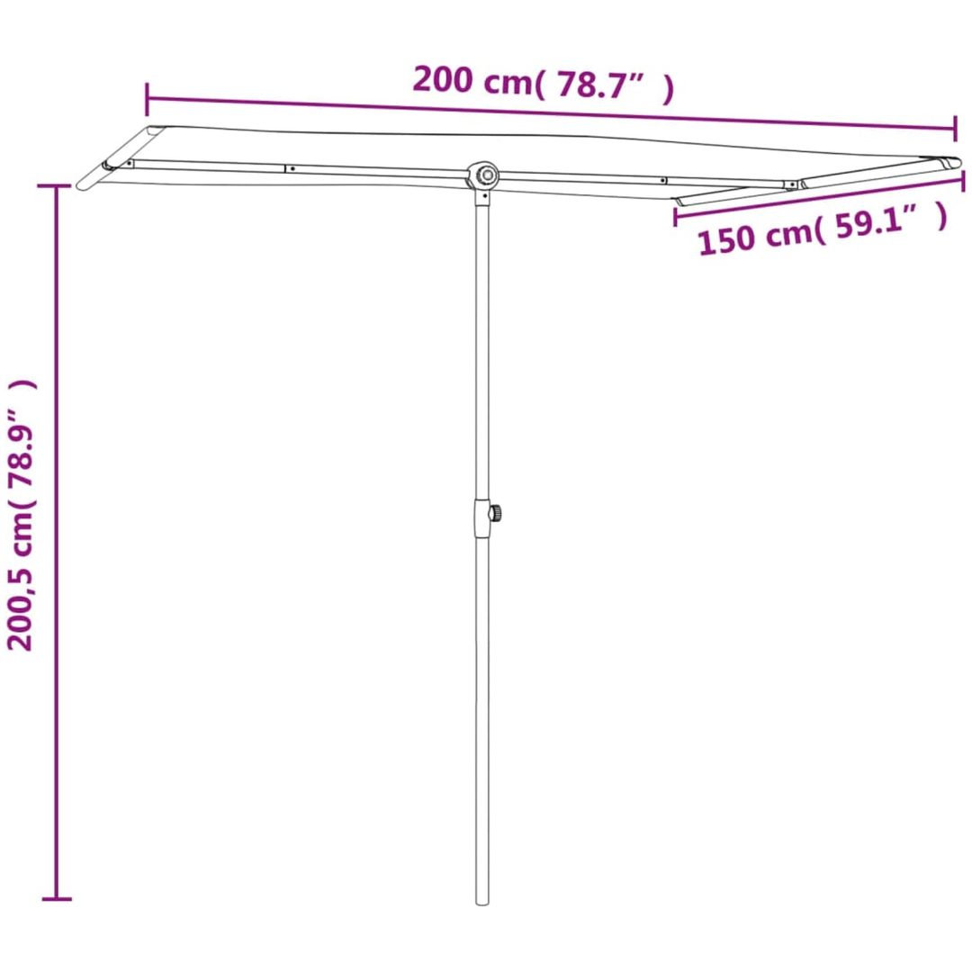 Trädgårdsparasoll med aluminiumstång grön vidaXL 200 x 150 cm – bild 11