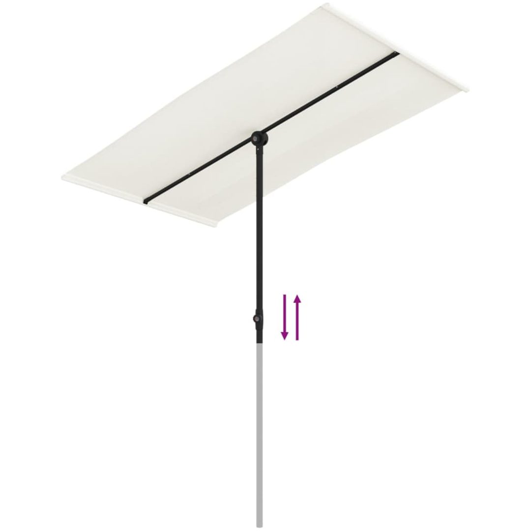 Trädgårdsparasoll med aluminiumstång sandvit vidaXL 180 x 110 cm – bild 7