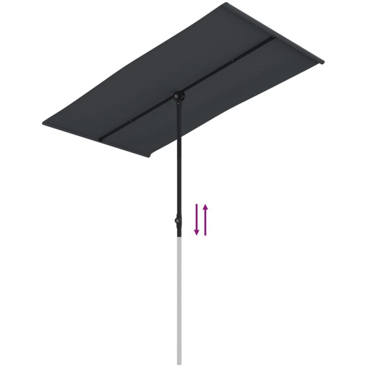 Trädgårdsparasoll med aluminiumstång svart vidaXL 180 x 110 cm – bild 7