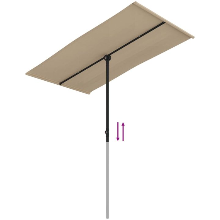 Trädgårdsparasoll med aluminiumstång taupe vidaXL 180 x 110 cm – bild 7
