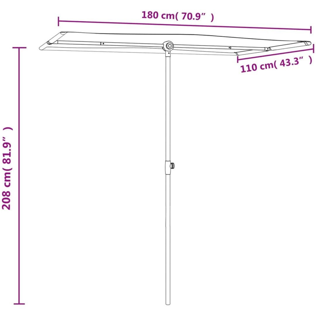 Trädgårdsparasoll med aluminiumstång vinröd vidaXL 180 x 110 cm – bild 11
