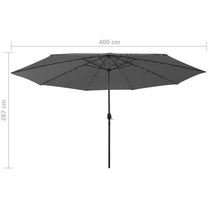 Trädgårdsparasoll med LEDs 400 cm antracit vidaXL – bild 7