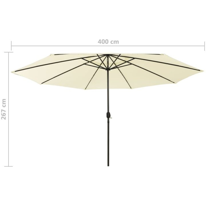 Trädgårdsparasoll med LEDs 400 cm sand vidaXL – bild 7