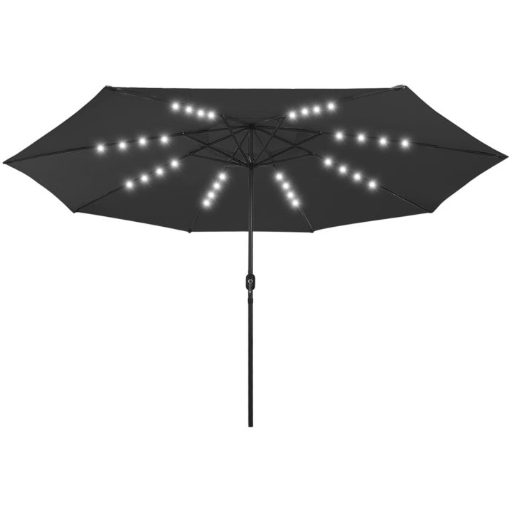 Trädgårdsparasoll med LEDs 400 cm svart vidaXL – bild 2