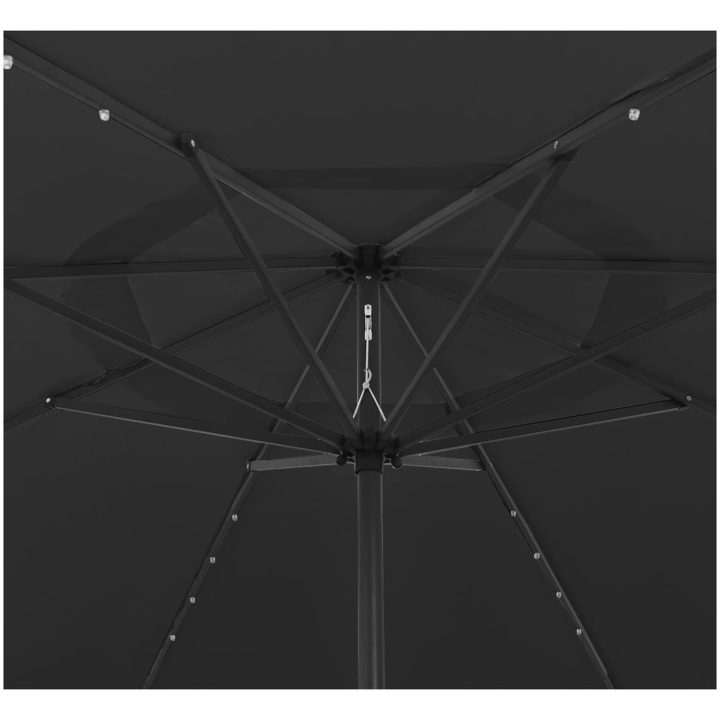 Trädgårdsparasoll med LEDs 400 cm svart vidaXL – bild 4