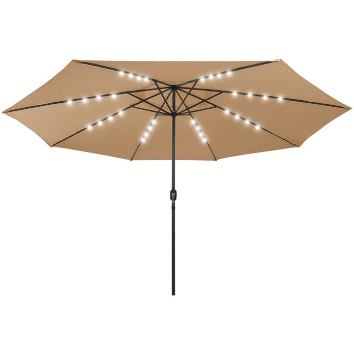 Trädgårdsparasoll med LEDs 400 cm taupe vidaXL – bild 2