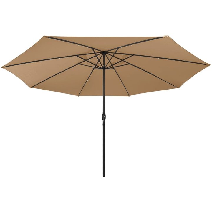 Trädgårdsparasoll med LEDs 400 cm taupe vidaXL – bild 3