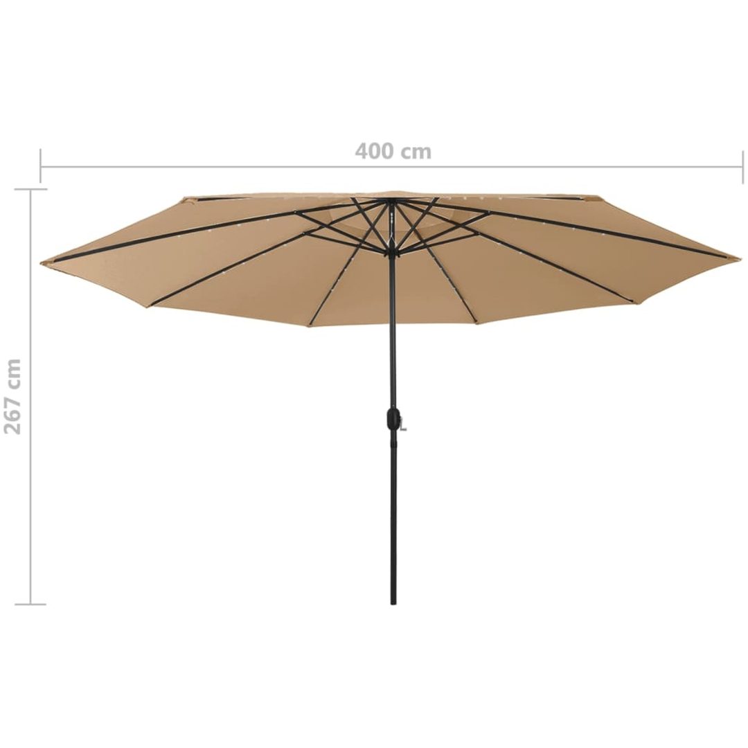 Trädgårdsparasoll med LEDs 400 cm taupe vidaXL – bild 7