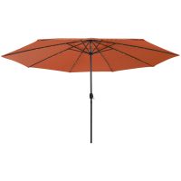Trädgårdsparasoll med LEDs 400 cm terrakotta vidaXL