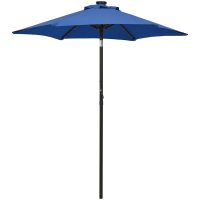 Trädgårdsparasoll med LEDs azurblå 200x211 cm aluminium vidaXL