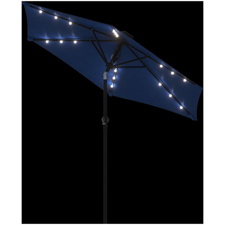 Trädgårdsparasoll med LEDs och stålstång azurblå 225x225x212cm vidaXL – bild 8