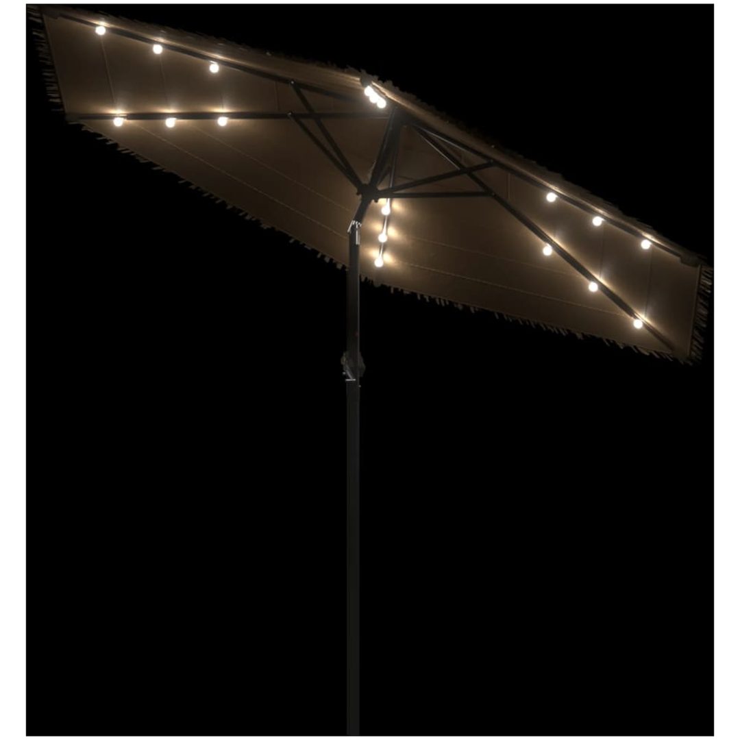 Trädgårdsparasoll med LEDs och stålstång brun vidaXL 268 x 268 x 226 cm – bild 8