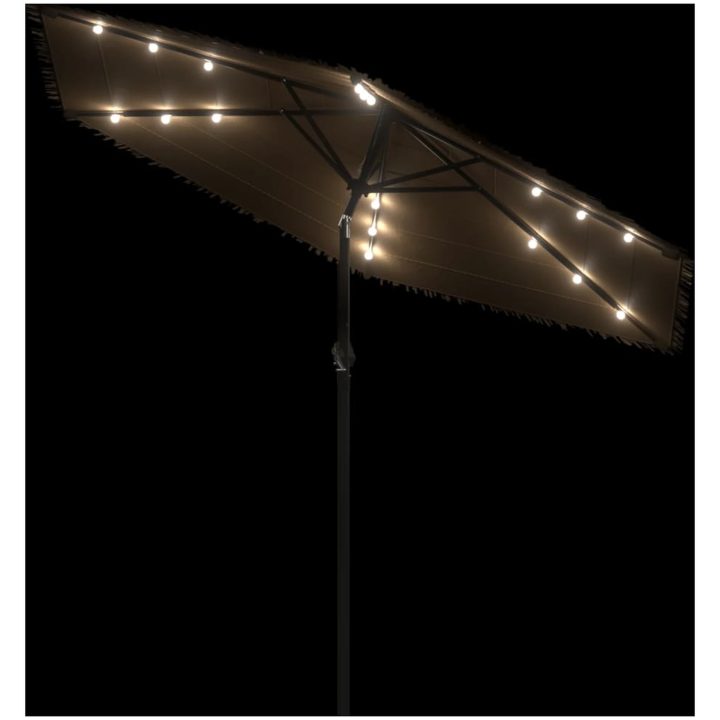 Trädgårdsparasoll med LEDs och stålstång brun vidaXL 268 x 268 x 226 cm – bild 8