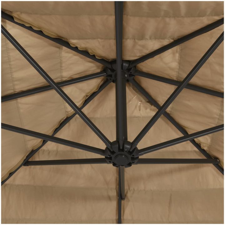 Trädgårdsparasoll med LEDs och stålstång brun vidaXL 268 x 268 x 226 cm – bild 10