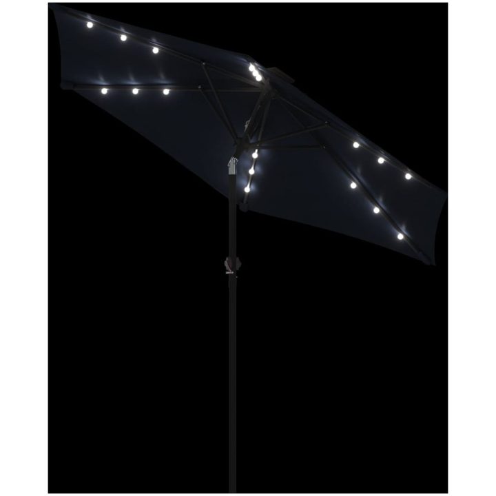 Trädgårdsparasoll med LEDs och stålstång svart 225x225x212cm vidaXL – bild 8