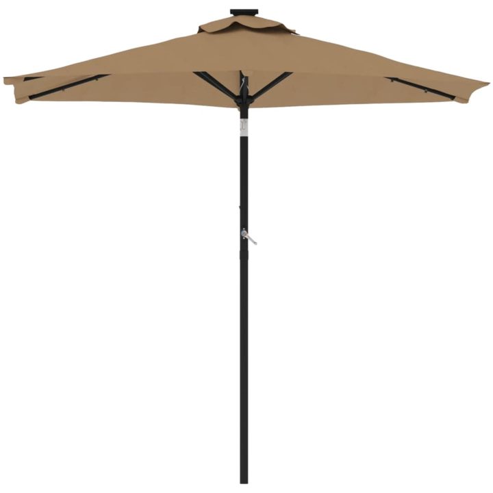 Trädgårdsparasoll med LEDs och stålstång taupe 225x225x212cm vidaXL – bild 4